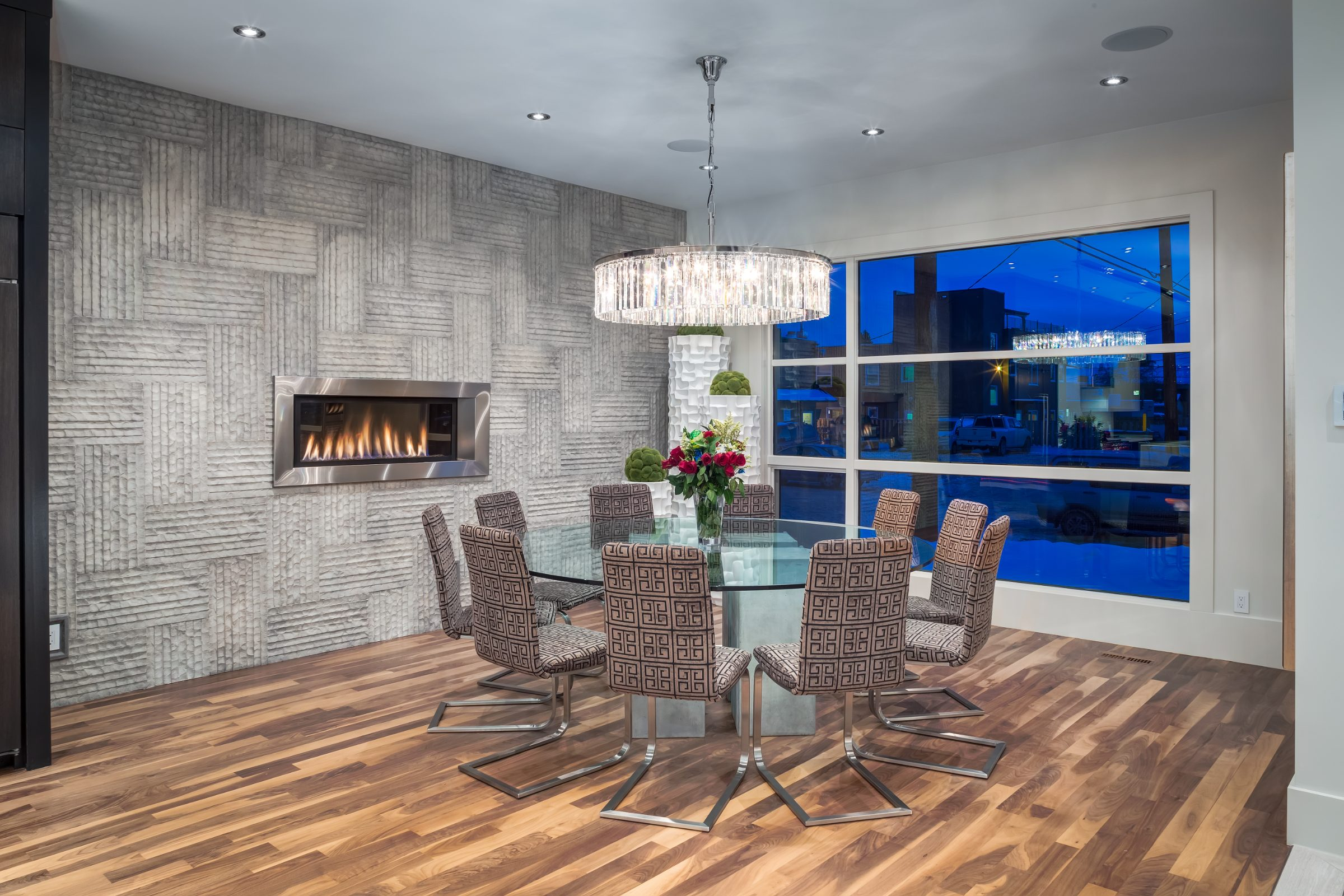 Dining room with chandelier